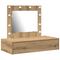 vidaXL Wall Hanging Dressing Table with LED Lights Artisan Oak