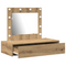 vidaXL Wall Hanging Dressing Table with LED Lights Artisan Oak