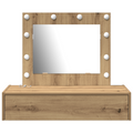 vidaXL Wall Hanging Dressing Table with LED Lights Artisan Oak