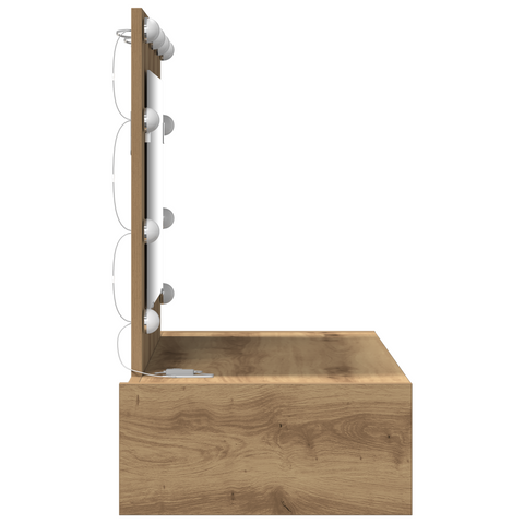 vidaXL Wall Hanging Dressing Table with LED Lights Artisan Oak