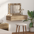 vidaXL Wall Hanging Dressing Table with LED Lights Artisan Oak