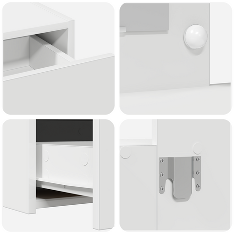 vidaXL Wall Hanging Dressing Table with LED Lights White