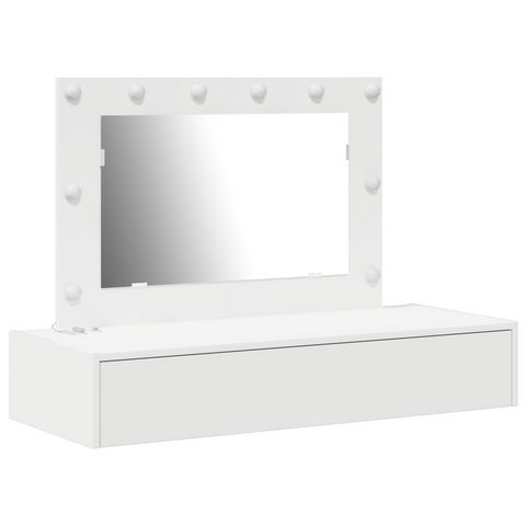 vidaXL Wall Hanging Dressing Table with LED Lights White