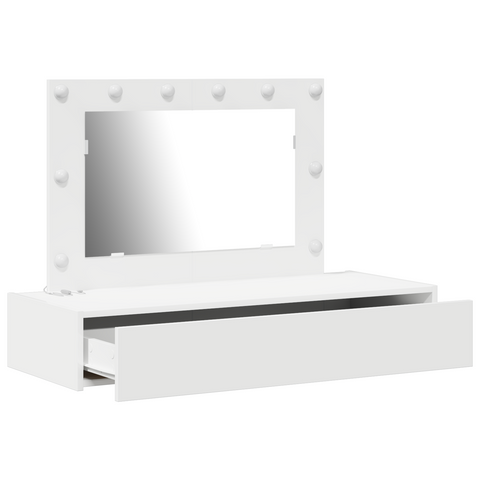 vidaXL Wall Hanging Dressing Table with LED Lights White
