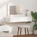 vidaXL Wall Hanging Dressing Table with LED Lights White