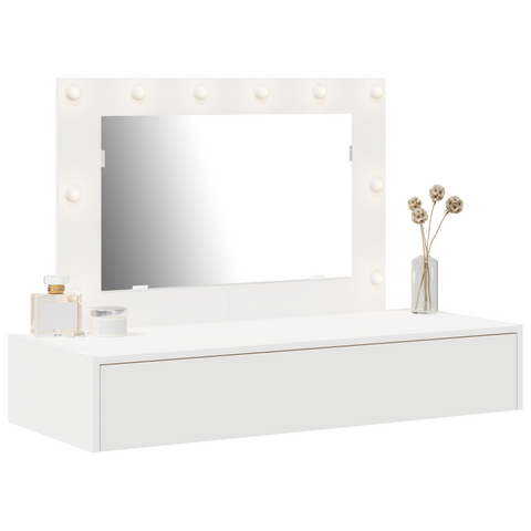 vidaXL Wall Hanging Dressing Table with LED Lights White
