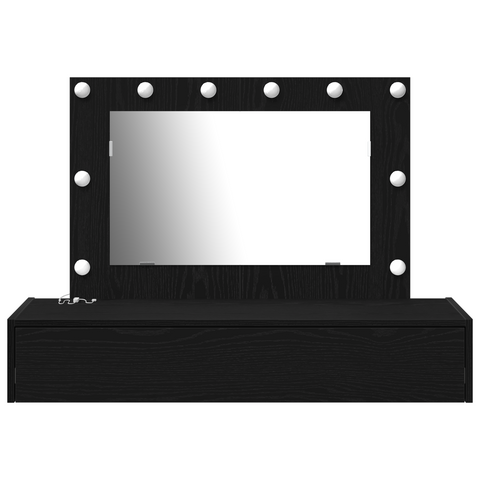 vidaXL Wall-Mounted Dressing Table with LED Lights in Black Oak