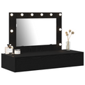 vidaXL Wall-Mounted Dressing Table with LED Lights in Black Oak