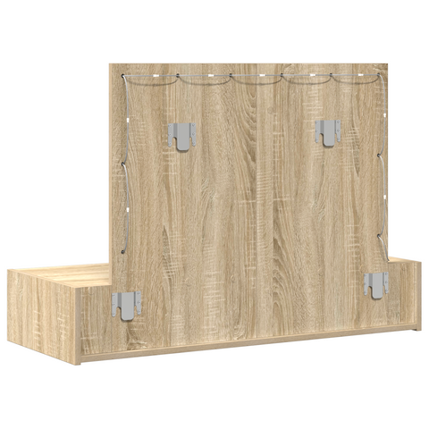 vidaXL Wall-Mounted Dressing Table with LED Lights in Sonoma Oak