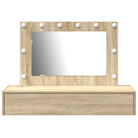 vidaXL Wall-Mounted Dressing Table with LED Lights in Sonoma Oak