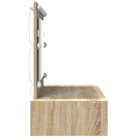 vidaXL Wall-Mounted Dressing Table with LED Lights in Sonoma Oak