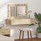 vidaXL Wall-Mounted Dressing Table with LED Lights in Sonoma Oak