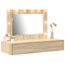 vidaXL Wall-Mounted Dressing Table with LED Lights in Sonoma Oak