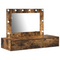 vidaXL Wall Hanging Dressing Table with LED Lights in Smoked Oak