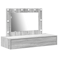 vidaXL Wall Hanging Dressing Table with LED Lights Grey Sonoma