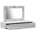 vidaXL Wall Hanging Dressing Table with LED Lights Grey Sonoma