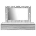 vidaXL Wall Hanging Dressing Table with LED Lights Grey Sonoma