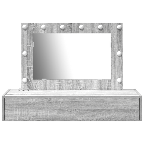 vidaXL Wall Hanging Dressing Table with LED Lights Grey Sonoma