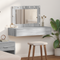 vidaXL Wall Hanging Dressing Table with LED Lights Grey Sonoma