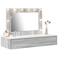 vidaXL Wall Hanging Dressing Table with LED Lights Grey Sonoma