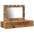 vidaXL Wall Hanging Dressing Table with LED Lights Old Wood