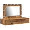 vidaXL Wall Hanging Dressing Table with LED Lights Old Wood