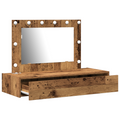 vidaXL Wall Hanging Dressing Table with LED Lights Old Wood