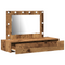 vidaXL Wall Hanging Dressing Table with LED Lights Old Wood