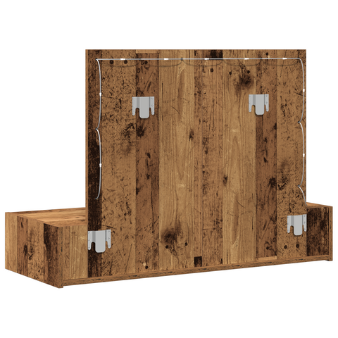 vidaXL Wall Hanging Dressing Table with LED Lights Old Wood