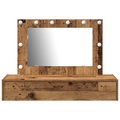 vidaXL Wall Hanging Dressing Table with LED Lights Old Wood