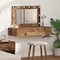 vidaXL Wall Hanging Dressing Table with LED Lights Old Wood