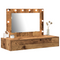 vidaXL Wall Hanging Dressing Table with LED Lights Old Wood