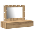 vidaXL Wall Hanging Dressing Table with LED Lights Artisan Oak