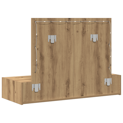 vidaXL Wall Hanging Dressing Table with LED Lights Artisan Oak