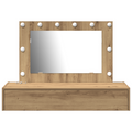 vidaXL Wall Hanging Dressing Table with LED Lights Artisan Oak