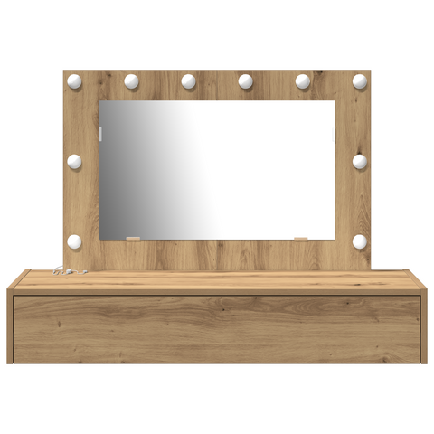 vidaXL Wall Hanging Dressing Table with LED Lights Artisan Oak