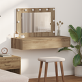 vidaXL Wall Hanging Dressing Table with LED Lights Artisan Oak
