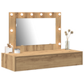 vidaXL Wall Hanging Dressing Table with LED Lights Artisan Oak