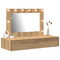 vidaXL Wall Hanging Dressing Table with LED Lights Artisan Oak