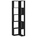 vidaXL Corner Bookcase - 5 Shelves, Black Oak, 50x50x179 cm, Made from Engineered Wood