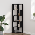 vidaXL Corner Bookcase - 5 Shelves, Black Oak, 50x50x179 cm, Made from Engineered Wood