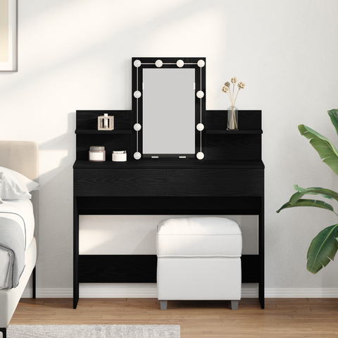 vidaXL Dressing Table Black oak 100 x 40 x 130 cm Engineered wood