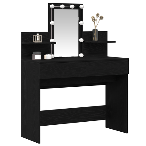 vidaXL Dressing Table Black oak 100 x 40 x 130 cm Engineered wood
