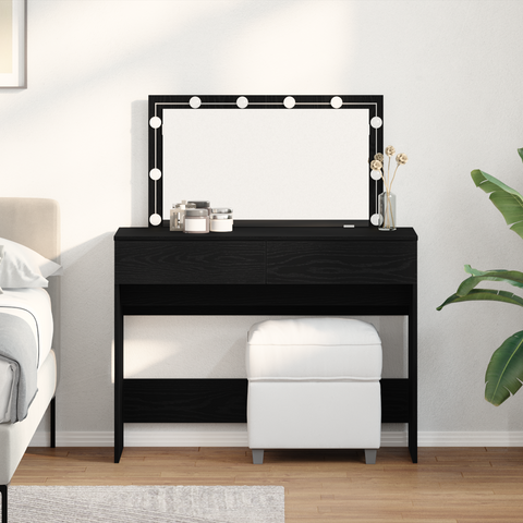 vidaXL Dressing Table Black oak 100 x 40 x 120 cm Engineered wood