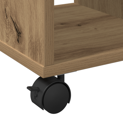 vidaXL Side Table on Wheels - Artisan Oak, 50x30x55 cm, Made of Engineered Wood