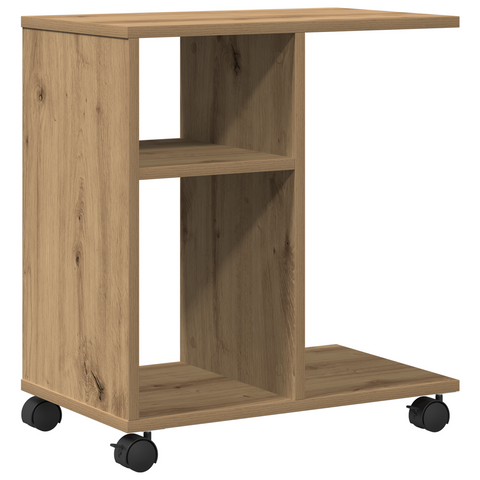 vidaXL Side Table on Wheels - Artisan Oak, 50x30x55 cm, Made of Engineered Wood