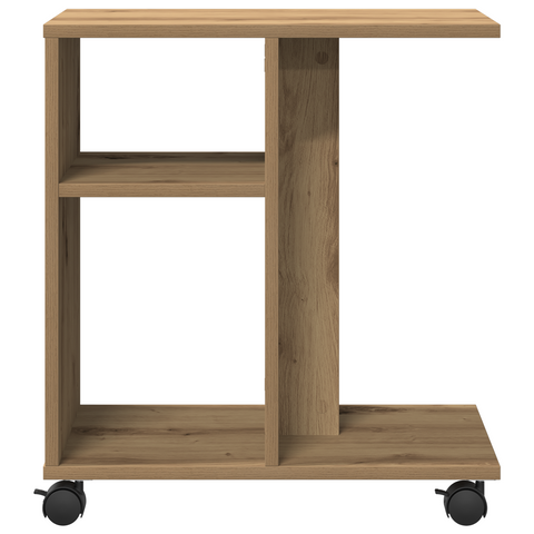 vidaXL Side Table on Wheels - Artisan Oak, 50x30x55 cm, Made of Engineered Wood