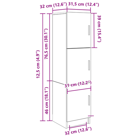 vidaXL Highboard White 31.5 x 32 x 124 cm Engineered wood