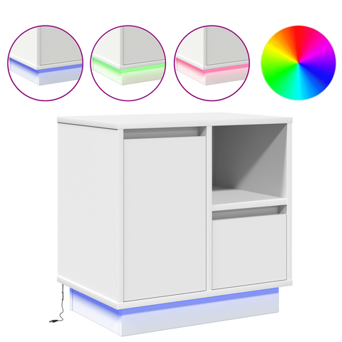 vidaXL Bedside Cabinets with LED 2 pcs White 50x34,5x50 cm