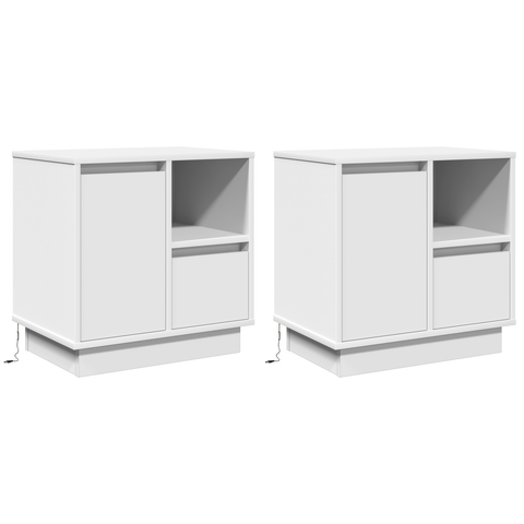 vidaXL Bedside Cabinets with LED 2 pcs White 50x34,5x50 cm